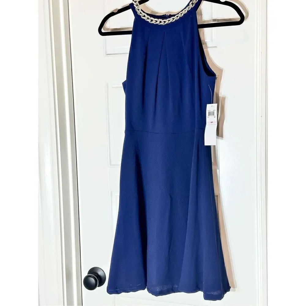 London Times petites NWT navy fit and flare mini dress size 6P